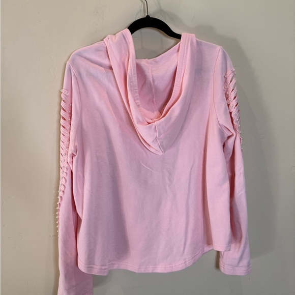 VENUS Light Pink Lace-Up and pearl detail Sleeve Hoodie - Picture 5 of 6
